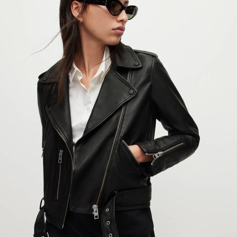 All Saints AllSaints Balfern Leather Biker Jacket - Picture 2 of 3
